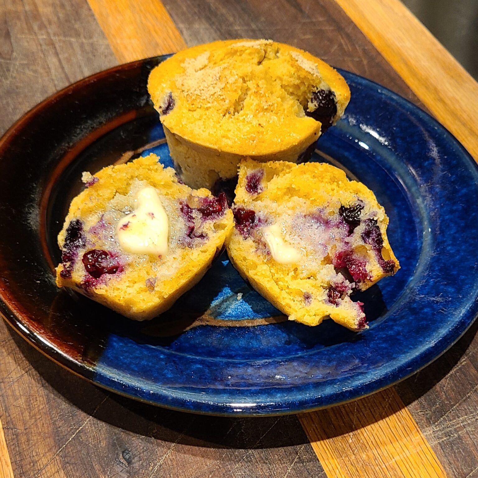 Blueberry Muffins with Maple Sugar Nutmeg topping